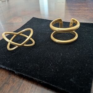 2 Gold Tone Rings Double Layer Open Twist Size 6-7